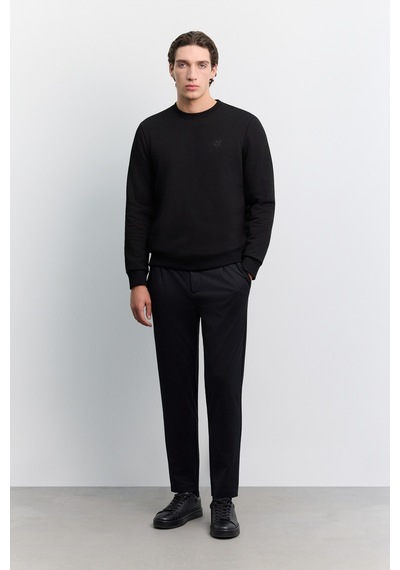 Avva Erkek Siyah Bisiklet Yaka 3 İplik Şardonlu -5 Dereceye Dayanıklı Regular Fit Sweatshirt A62y1291