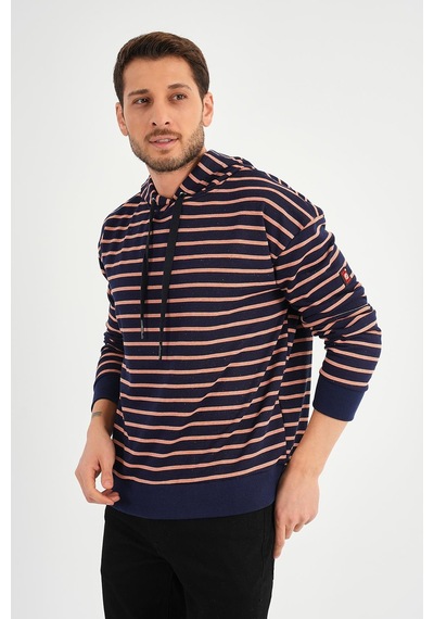 Alexandergardı Çizgili Kapüşonlu Sweatshırt Unx-00242 001