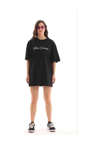 Hazego Baskılı T-shirt Kısa Kol Bisiklet Yaka Regular Rahat Kalıp Günlük Tişört - Siyah