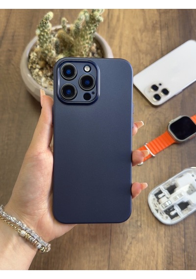 Apple iPhone 13 Pro Max Uyumlu Süper İnce Mat Ultra Thin Silikon Kılıf Lacivert