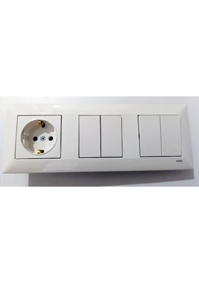 Viko Meridian Beyaz 3lü Set Komütatör + Komütatör + Topraklı Priz