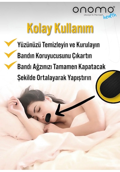 Health Ağız Bandı Siyah Horlama Önleyici Ağız Kapama Hipoalerjenik Uyku Bandı 30'lu