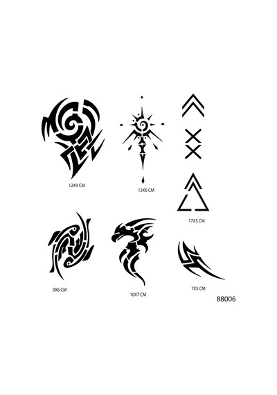 Airbrush Tattoo Tribal Modeller Geçici Dövme Şablonu Seti Sadece Desen