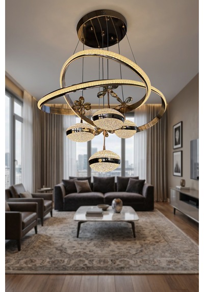 Hayal Simli 4 Top Modern Sarkıt 3 Renk Salon Avizesi Led Çok Renkli