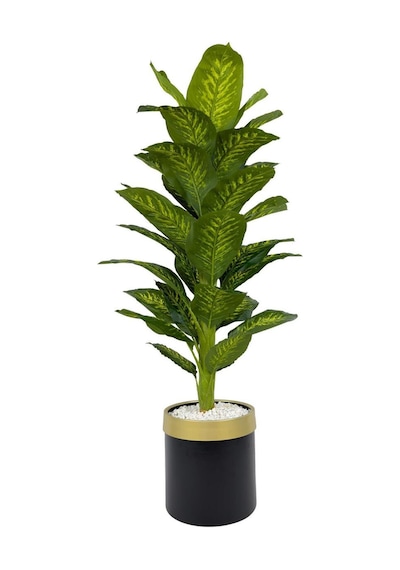 Biçiçek Yapay Di̇fenbahya 170 Cm Si̇yah Gold Metal Saksıda
