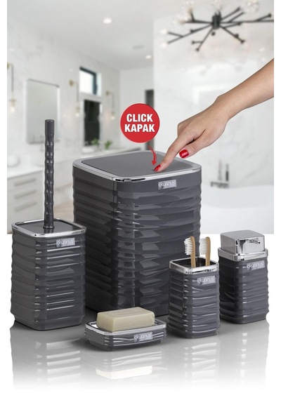 Luna 5li Banyo Set. Krom-antrasit Gri