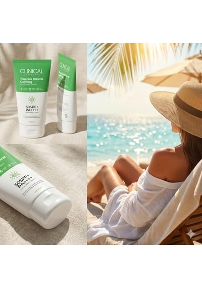 Mineral Güneş Kremi Spf 50 Truecica Hassas Ciltler İçin Yatıştırıcı Yüz Güneş Koruyucu, Tinted Nemlendirici Spf Li, Geniş Spektrum Pa++++, Seyahat Boyu, 50 Ml