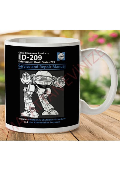 1-676 Robocop Ed209 Servis Ve Onarım Kılavuzu İki Tarafı Baskılı Kupa Bardak.jpg