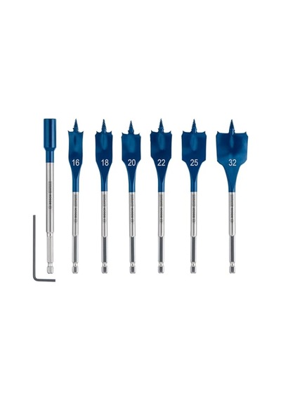 7 X Expert Self Cut Speed Yassı Freze Matkap Seti Yumuşak Ahşap, Sunta, Çap 16 32 Mm, Profesyonel Aksesuar, Mat