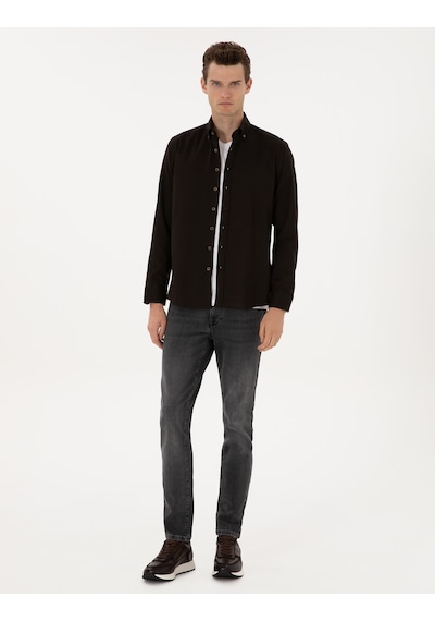 Pierre Cardin Erkek Koyu Kahverengi Gömlek Desenli 50311308-vr084