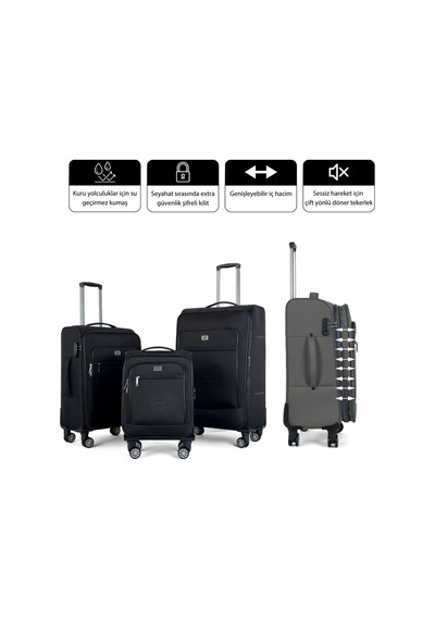 Reymond Luggage Kumaş Yüzeyli Oasis Serisi Seyahat Valizi, Kabin Boy - Gri
