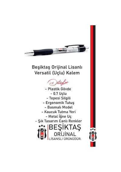 Beşiktaş Orijinal Plastik Gövde Versatil Uçlu Kalem 0.7 Kutulu