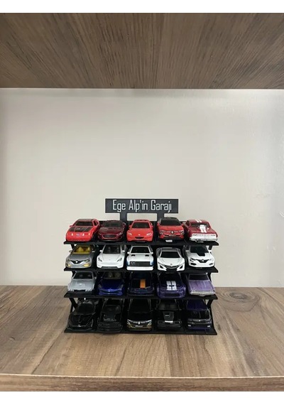 20 Araçlık Kişiye Özel Diecast Garaj Standı 1/64 Ölçek Uyumlu - Siyah