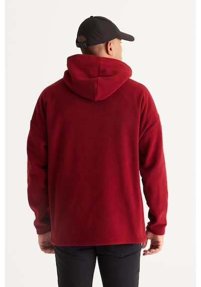 AC&Co / Altınyıldız Classics Erkek Oversize Bol Kesim Kapüşonlu Polar - Bordo