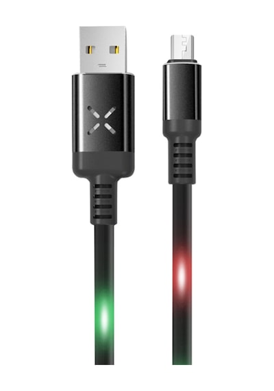 Dc09 Ses Duyarlı Işıklı Micro Usb Kablo 1m 2a - Siyah Şarj Kablosu