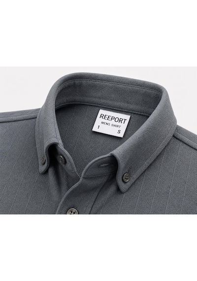 Classics Men Reeport Likralı Kısa Kol Slim Fit Çizgili Gömlek - 7640 Füme