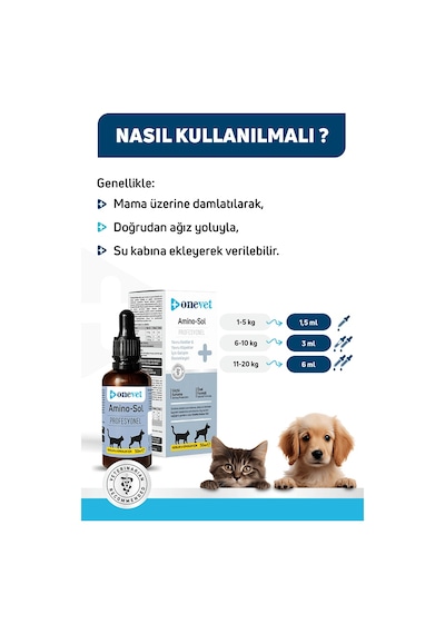 Onevet Yavru Kedi ve Köpekler İçin Gelişim Destekleyici Amino-Sol Damla 50 Ml
