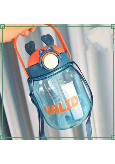 Maskotlu,çıkartma Hediyeli, Boyun Askılıklı, Ithal Lüx Matara/suluk 1100 Ml Açık Mavi
