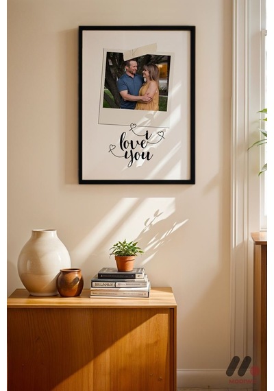 Kişiye Özel I Love You Polaroid Poster, Siyah Çerçeveli Duvar Tablosu - Sevdiklerinize Özel Hediye