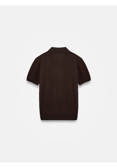 Dilvin 10874 Lyocell Karışımlı Polo Yaka Bluz-koyu Kahve