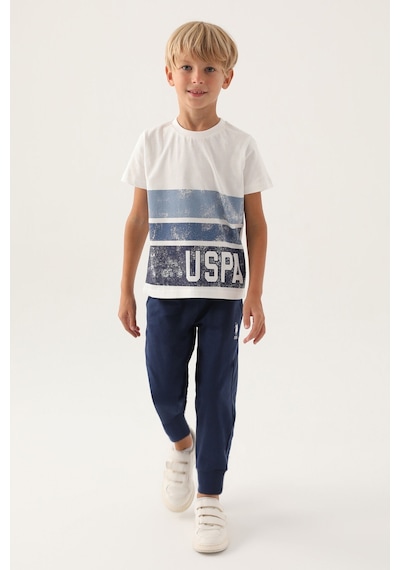 U.S. Polo Assn. Lisanslı Trilinear Krem Erkek Çocuk Pijama Takımı 5274-43178 Krem