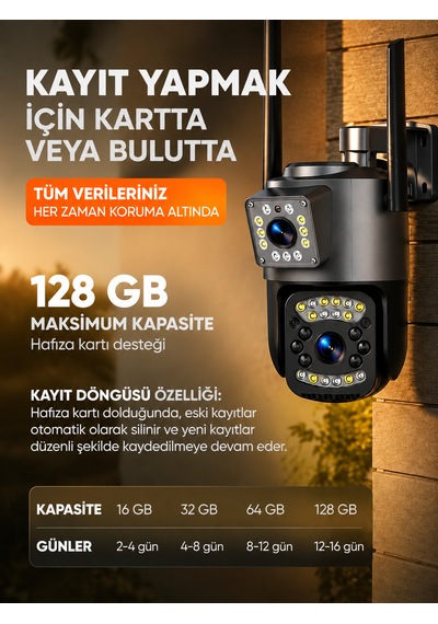 6mp Wifi Çift Lensli Ptz Güvenlik Kamerası Hareket Takibi Gece Görüşü Uzaktan İzleme İki Yönlü Ses Dış Mekan Kamera