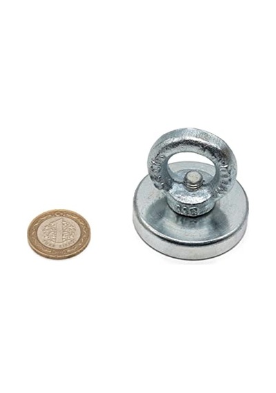 48mm Çok Güçlü Deniz Mıknatısı - Fishing Magnet - Neodyum Daimi Çelik Mıknatıs - Halkalı Pot Mıknatıs - Nikel Kaplı - Paslanmaz - Kararma Yapmaz - Tuzlu Suya Dayanıklı Ø48 Mm 60kg