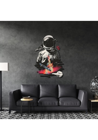 Sürrealist Astronot Metal Tablo