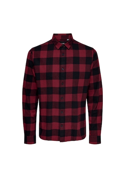 Only & Sons Erkek Kareli Uzun Kollu Gömlek 22007112 Bordo