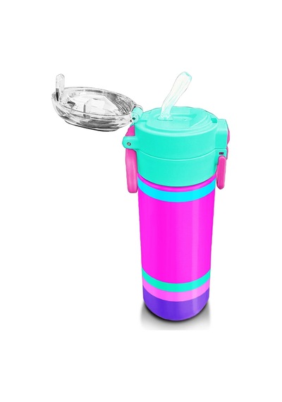 Coral High Kids Çok Renkli Pipetli Ve Direkt İçim Çelik Termos 500 Ml 31864 Pembe