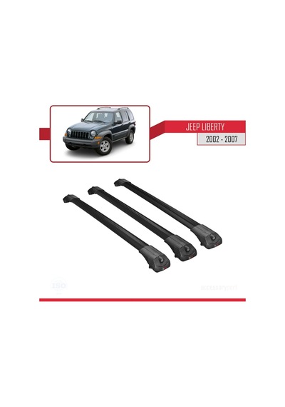 Jeep Liberty 2002-2007 Arası İle Uyumlu Ace-1 Ara Atkı Tavan Barı Siyah 3 Adet Bar