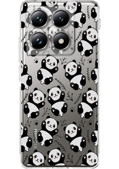 Xiaomi Mi 14t İle Uyumlu Panda Baskılı Tasarım Kamera Korumalı Şeffaf Kılıf Şeffaf