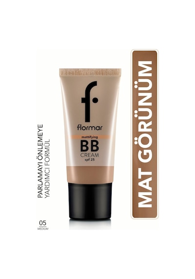 Flormar Mattifying Yağlı ve Karma Ciltler İçin Parlama Karşıtı BB Krem SPF25 005 Medium