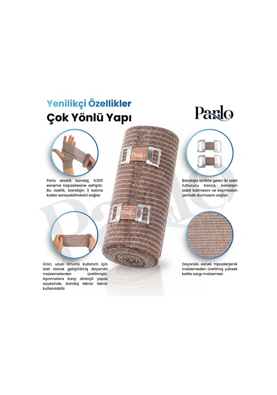 Elastik Bandaj 15 Cm X 1,5 M 3'lü Set %300 Esnek, 4,5 M'ye Kadar Uzayan, Metal Kancalı Destek Ve Sargı Bandajı