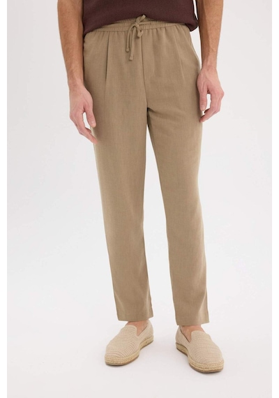 Defacto Relax Fit Rahat Kesim Kısa Paça Keten Görünümlü Yazlık Kumaş Pantolon E4790ax25smkh92 Haki