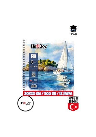 20x20 Cm Eskiz Kara Kalem Çizim Defteri 300 Gr Telli 12 Sayfa Herboy Çok Renkli