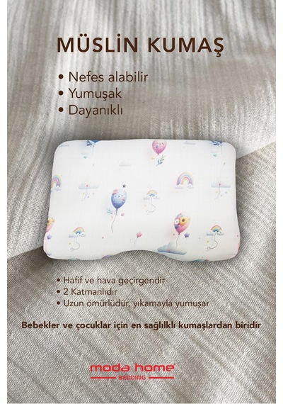 Visco Ortopedik Çocuk Yastığı,boyun Destekli Delikli Hava Kanallı Visco Yastık Balon Kırık Beyaz