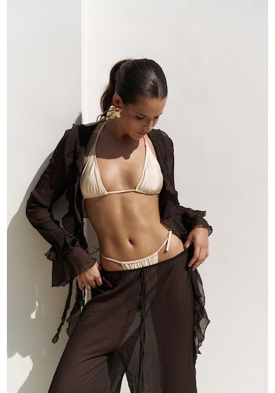Mai Collection Mai Studios Co. Olivia Kahve Gömlek Pantolon Takım Kahve