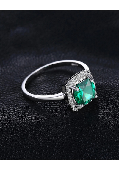 Brezza Lusso Jewelry Zümrüt Taşlı Diamond Tektaş Kare Kadın Gümüş Yüzük 13