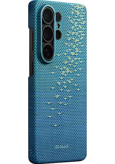 Galaxy S26 Ultra Kılıf M-safe Uyumlu Aramid Fiber Pitaka Edge Serisi Glints Of Gold Kapak Mavi