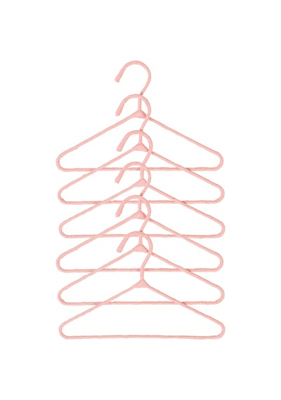 Ocean Home Textile 6'lı Pembe Renk Kumaş Kaplı Metal Bebek Giysi Askısı19.5 X 30 X 0.3 Cm Pembe