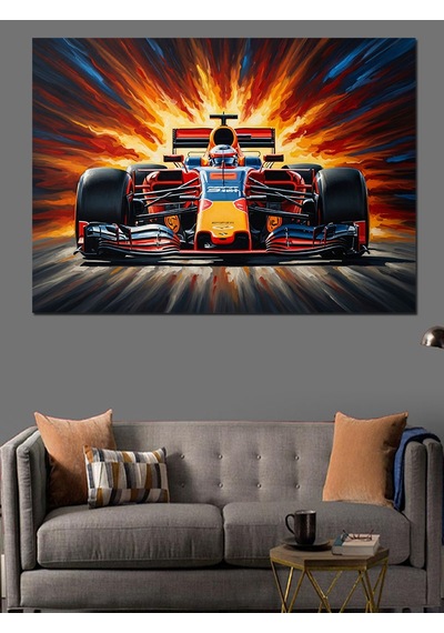 Ahşap Tablo Yarış Pistinde Modern Formula Aracı İnsan Figürlü Tablolar