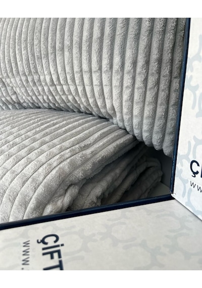 Merinos Modern Line 3 Parça Battaniye Yatak Örtüsü Açik Gri Açık Gri