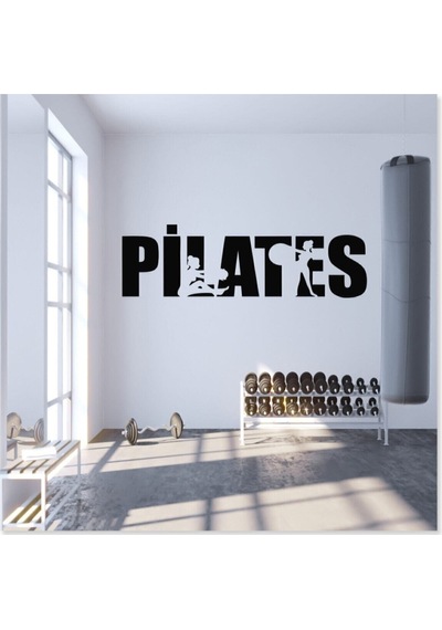 Pilates Spor Dekoratif Duvar Sticker Siyah 105x40 Cm