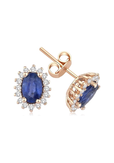 14 Ayar Altın 1.13 Karat Safir 0.23 Karat Pırlanta Küpe Sarı