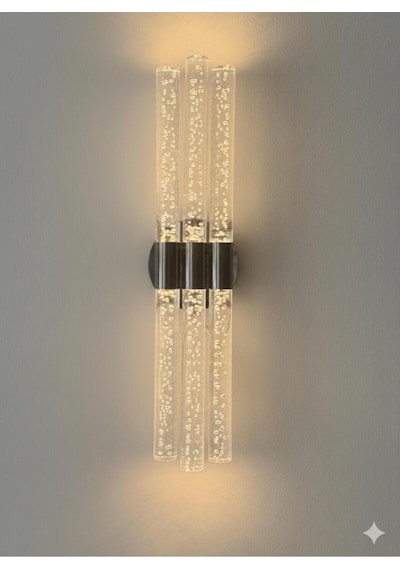 Bubbleflux Trio Large 51 Cm Modern Tasarım Led Aplik - Duvar Lambası - Antrasit Gri - Pilli - Günışığı Antrasit Pilli