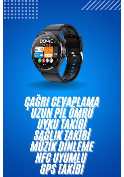 Amoled Ekran Metal Deri Silikon Kordonlu Uyku Ve Sağlık Takibi