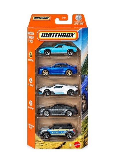 Matchbox Beşli Araba Seti European Motorway Jjp32 Çok Renkli