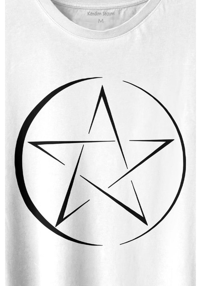 Pentagram Stencil Symbol Satanizm Baphomet Mührü Logosu Baskılı Tişört Unisex T-shirt 001