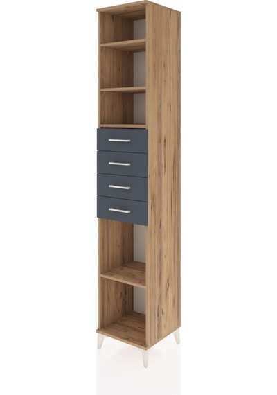 Hyperion Dolap 4 Raflı 4 Çekmeceli 44x44x243 Çam-antrasit Çam Hyperion Dolap 4 Raflı 4 Çekmeceli 44x44x243 Çam-antrasit Çam